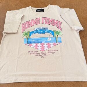 Homme Femme Beige Graphic Tee - Short Sleeve XXL